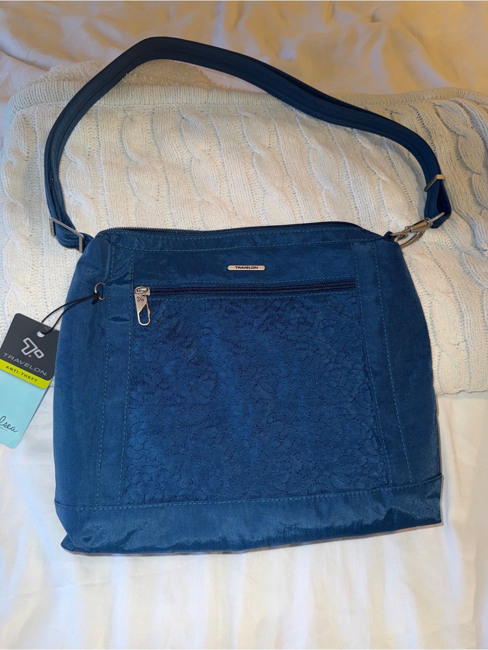 Travelon Anti-Theft Chelsea Collection Crossbody Bag in Ocean NWT